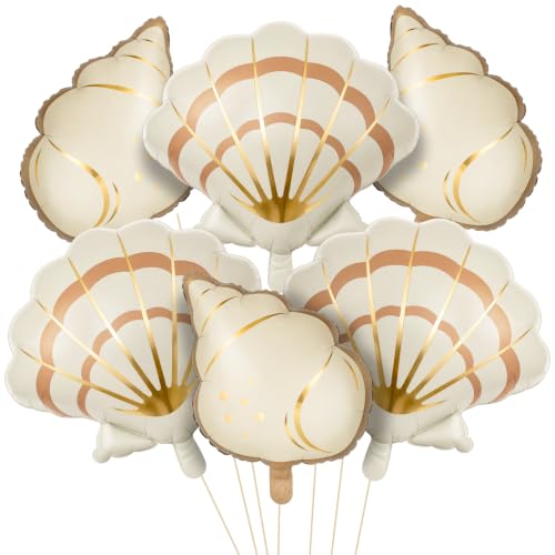 Gejoy 6 Pcs Under the Sea Foil Balloons, Seashell Mermaid Birthday Decor by Gejoy - Used condition - US$10.26