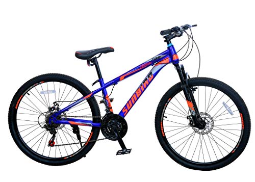 Image of Sunbird Mountain Bike with 21 Gear Shift, Disc Brakes Front Suspension Wheel (Blue, Red and Green, 26-inch)