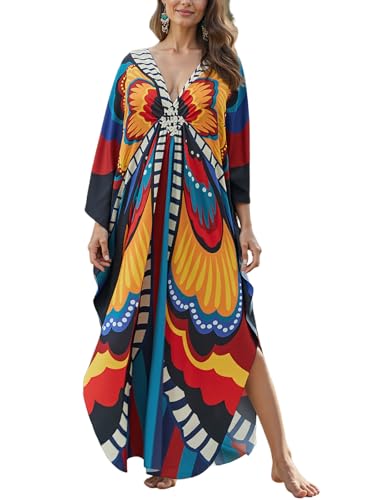 Mumu Dresses for Women Plus Size, Bohemian Kaftan Beach Cover Up Long Maxi Nightgown Soft Loungewear