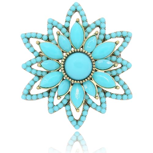 Image of Turquoise West Cowboy Oval Tear Drop Brooch Pin for Women Retro Brooches Pins Classic Fashion Jewelry Accessories Gift