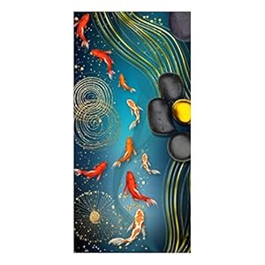 Canvas Art Geomancy Good Luck Koi Fish Posters Carp Lotus Pond Canvas Schilderij Wall Art Pictures Animal Prints Modern Room Decor Frameless (30x60cm/11.8×23.6inch) Frameless