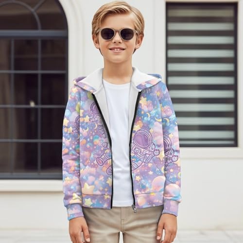 Kids Zip-Up Hoodie, Soft Athletic Sweatshirt Fashion Cozy Winter Jacket with Kangaroo Pocket School Hoodie Girls4