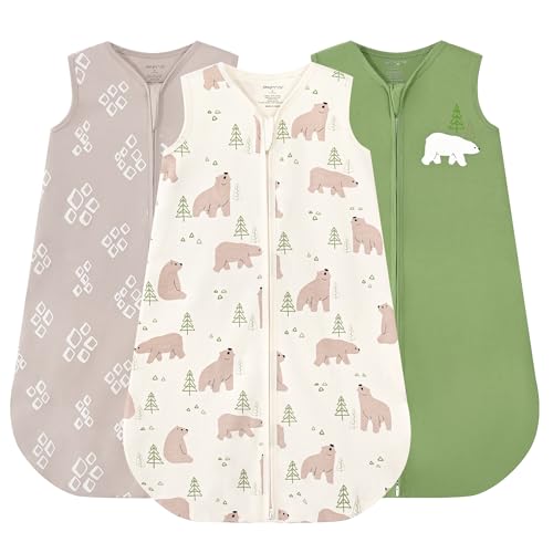 Image of JELLYMONI Baby Sleep Sack 0-6 Months, 100% Cotton 3 Pack 0.5 TOG Baby Wearable Blanket Infant Sleep Sack with 2-Way Zipper Newborn Sleep Sacks