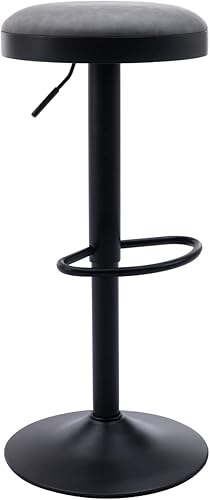 Miniatura 21 de Juego de 4 taburetes de bar redondos giratorios de altura de mostrador, modernos taburetes de bar ajustables, sillas de bar de pana sin espalda,