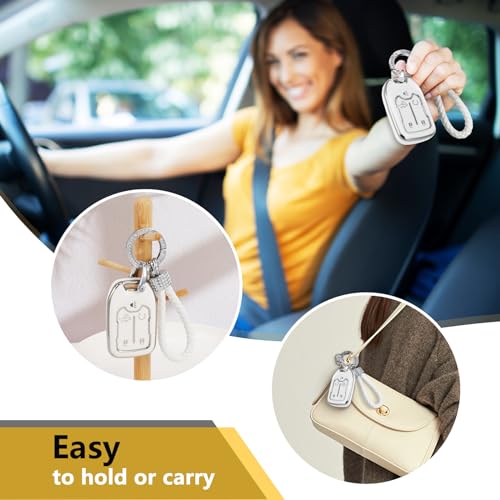 Image of Key Fob Cover for GMC Acadia, Rhinestone Loop Case, Silver-Edge