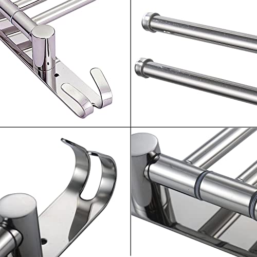 JSF Handdoekhouder, twee armen, 180 graden draaibaar, handdoekenstang, dubbel, van roestvrij staal, boren, 30 cm - Image 5