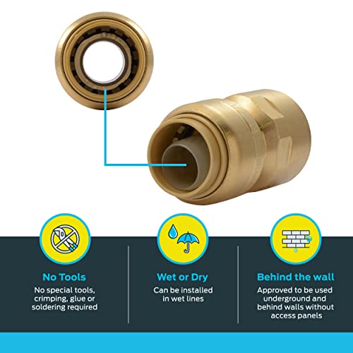 Sharkbite 1/2 X 1/2 Inch Fnpt Adapter, Push To Connect Brass Plumbing Fitting, Pex Pipe, Copper, Cpvc, Pe-Rt, Hdpe, U072Lfa #TOP2