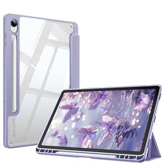 FINTIE Custodia per Samsung Galaxy Tab S10 Lite 2025 /S10 FE /S9 FE 10.9"/S9 11" con S Pen Portapenne - Antiurto Sottile Case Posteriore Trasparente Cover con Auto Sonno/Sveglia, Lilla Viola