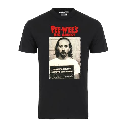 Pee Wees Big Arrest Paul Reubens Mugshot 80s Funny Graphic Tee Shirt (US, Alpha, 3X-Large, Regular, Regular, Black)