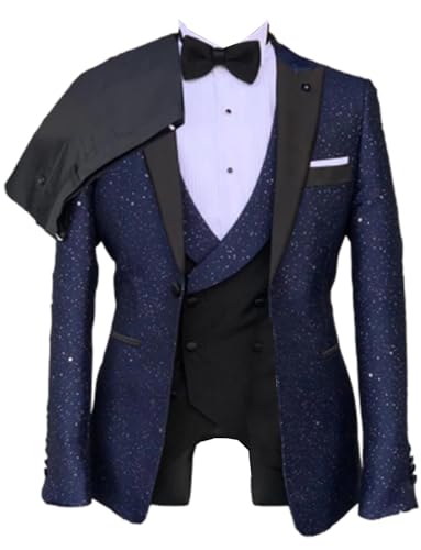 Men's 3-Piece Suit Peak Lapel One Button Wedding Dinner Prom Jacket Vest Pants Tuxedos Set