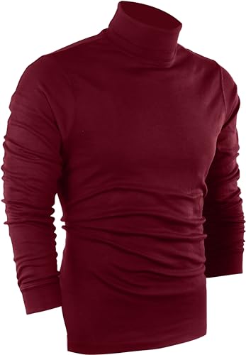 Wear Turtleneck Men Slim Fit UPF 50+ Lightweight Pullover Sweater Long Sleeves Top, Large, Wine Red