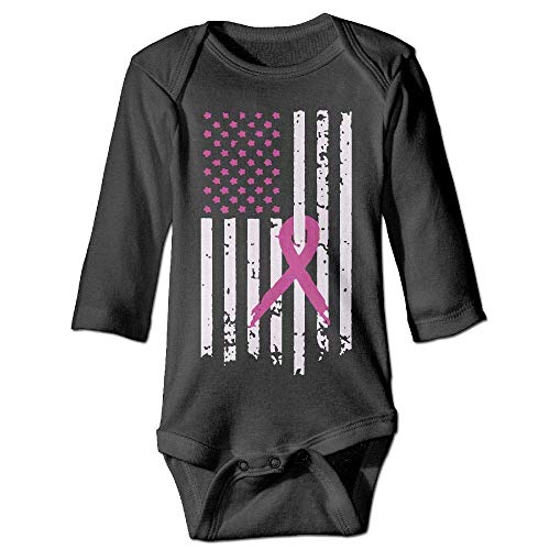LittleHorn Pink Ribbon Breast Cancer-Awareness Baby Bodysuit Long Sleeve Rompers Playsuit