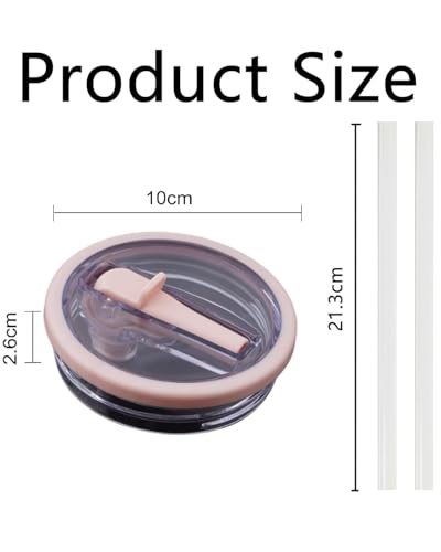 Image of 40oz Tumbler Replacement Flip Straw Lid Pack of 2 - Leak Proof BPA Free Lid with 2 Reusable Straws, Splash Resistant Flip Top Cover Compatible with Stanley 40 oz Quencher H2.0 Tumbler (Pink)