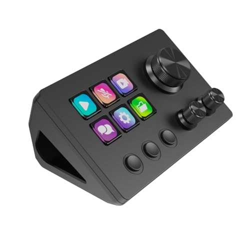 Basicolor N3 Stream Controller Deck mit 6 LCD-Makrotasten, 3 Buttons & 3 Drehreglern –...