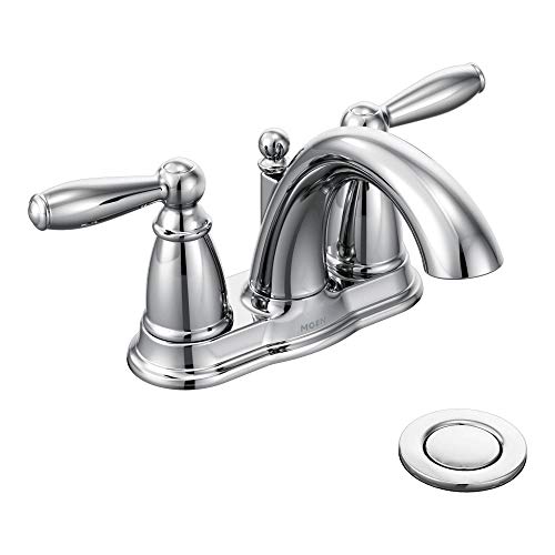 Moen Brantford Chrome Two-Handle Low-Arc Traditional Centerset Bathroom Faucet with Drain Assembly, 6610 thumbnail 4