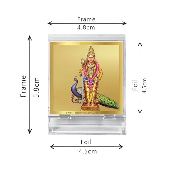 Lord Murugan God Idol Photo Frame for Car Dashboard (set of 1)