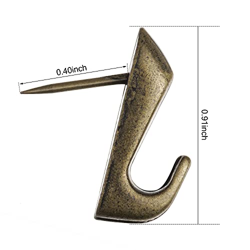 Image of Hotop 15 Pieces 20 Lbs Pin Hooks Push pin Hangers Metal Hooks Picture Hanging Nails for Home Office Wooden or Fabric Wall(Bronze)