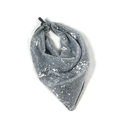 Silver Sequin Bandana Sequin Bandanna Sequin Accessories Silver Sequin Zoom Accessories Sequin Handbag Ties Sequin Headscarves