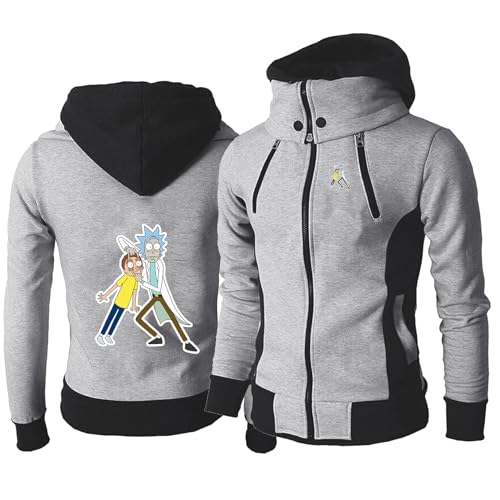 WZYRZ Fleece-Hoodie für Herren für Rick and Morty Sweatshirt langärmlige Fleece-Kapuzenjacke Thermo-Winter-Pullover-Oberteile mit Taschen lässiger Kapuzenpullover A-l