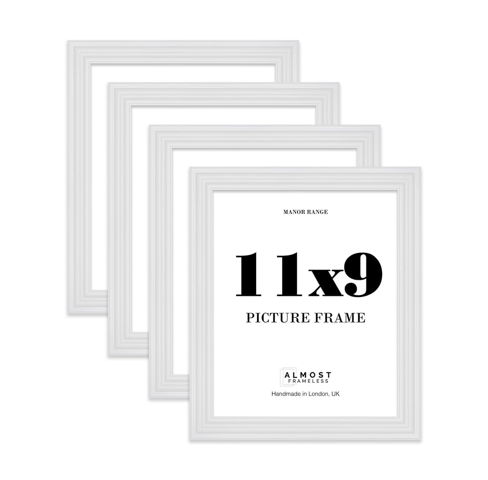 11x9 Picture Frame, Display 11x9 Pictures (22.9 x 27.9cm) - Ice White Elegant 42mm Edge Antique-Inspired Home Accessories - 4 Pack โ image 1