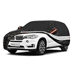 10 Layers SUV Car Cover 100% Waterproof Outdoor,Waterproof Breathable 4X4 Car Covers Rain Snow UV Protection. Custom Fit for Porsche Cayenne, BMW X5, Mercedes GLE, Volvo XC90,etc Black