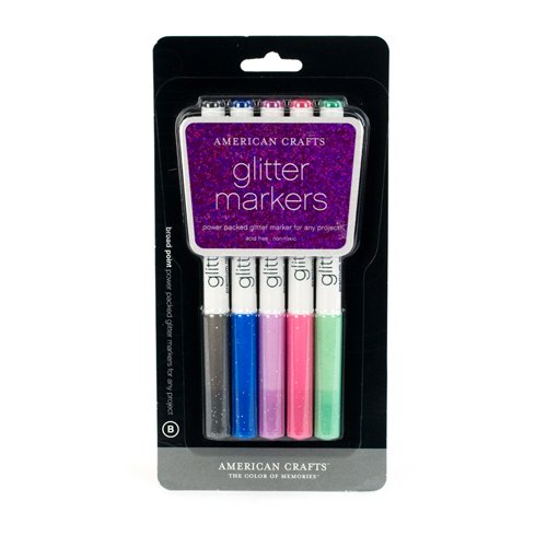 American Crafts Glitter Marker 5Pack, Broad Point, Multi Color Amazon.in