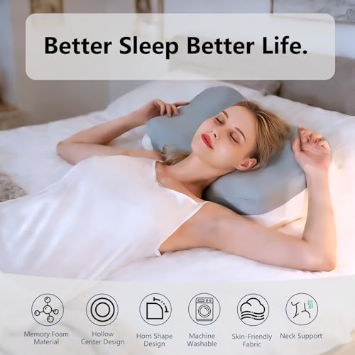 Miniatura 2 de KEVIAN Almohada Cervical Ergonómica Memory Foam, Gris, 60x37x12 cm | Adecuada para Dormir de Lado, Boca Arriba y Boca Abajo, Fundas Desmontables y Lavables