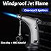Portable Windproof Straight Flame Lighter Butane Torch Lighter with Flame Lock and Visible Transparent Window Suitable for Outdoor Camping(Orange)
