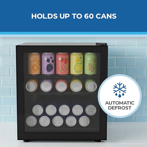 Image of Avanti 60-Can Beverage Center Refrigerator with Glass Door, Adjustable Shelves, Full Range Temperature Control 32F-50F, Black