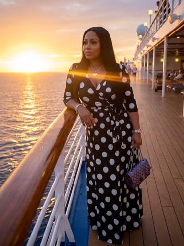 Image of Yajedo Womens Casual Summer Maxi Dress Plus Size Sexy Wrap V Neck 3 /4 Sleeve Sundress with Pockets