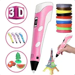 Caneta 3D com Display LED, Impressora 3D Portátil Infantil, Kit Criativo com Filamentos Coloridos