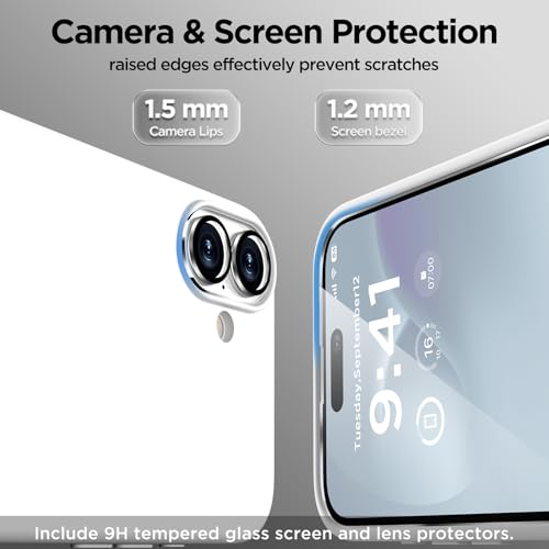 Image of Magnetic for iPhone 16 Case, Compatible with MagSafe, Liquid Silicone Phone Cover with Screen Protector & Camera Protector, Soft Anti-Scratch Microfiber Lining Inside 6.1 inch, White