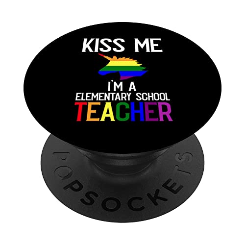 Maestro de Primaria LGBT-Q Funny Gay Pride Rainbow Flag PopSockets PopGrip Intercambiable