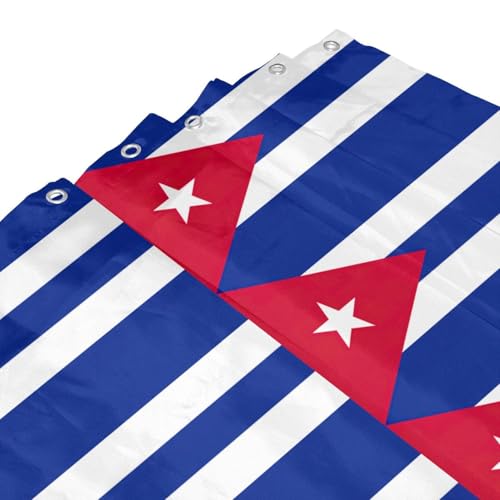 Rideau de douche drapeau cubain anti-moisissure avec oeillets robustes