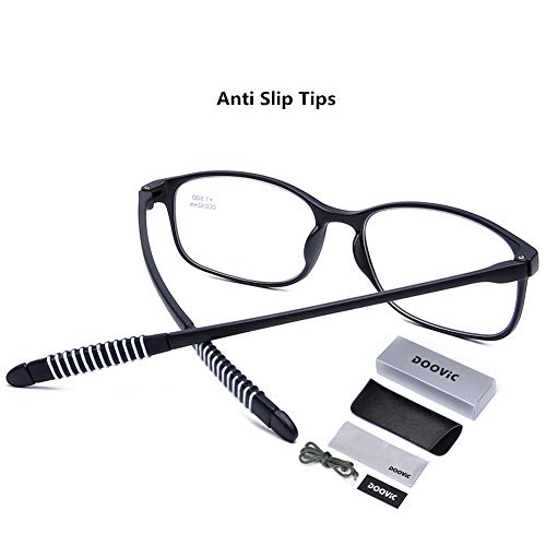 DOOViC Blue Light Blocking Computer Reading Glasses +4.0 Black/Rectangle TR90 Flexible Frame Lightweight Readers Glasses for Men/Women - Image 4