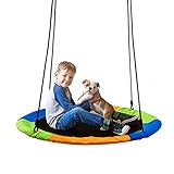 40' Saucer Tree Swing for Kids Outdoor Adjustable Rope Disc Swing for Backyard Large Round Swing Seat for Children Adults (Colorful) (3 Color)