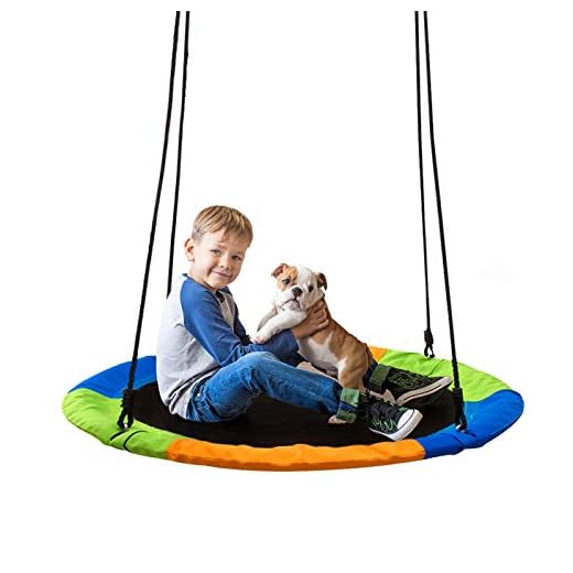 40" Saucer Tree Swing for Kids Outdoor Adjustable Rope Disc Swing for Backyard Large Round Swing Seat for Children Adults (Colorful)