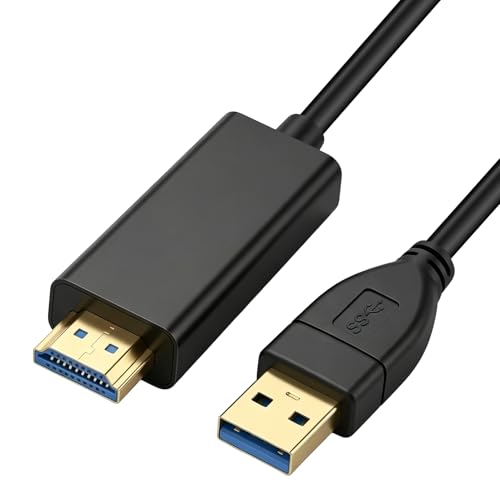 ViiRou Cable USB 3.0 a HDMI, 1.8m USB 3.0/2.0 1080P a HDMI Macho Adaptador para PC HDTV Proyector Portátil, Compatible con Windows 11/10/8/7, MacOS