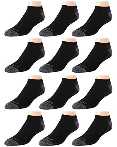 AND1 Men's High Performance No Show Low Cut Athletic Sport Socks (12 Pack), Black/Grey, Size Shoe Size: 6-12.5'