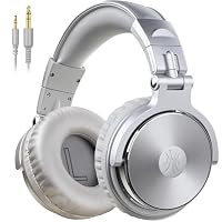 OneOdio Over Ear Kopfhörer mit Kabel, 50mm Treiber, Bassklang, 6.35 & 3.5mm Klinke, Share-Port, Geschlossene DJ Headphones für Studio, Podcast, Monitor, Handy, PC, MP3/4 (Pro-10 Silber Grau)