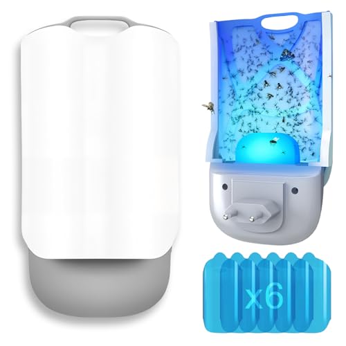 Darryy Trappola Mosche, Cattura Mosche della Frutta da Interni, Lampada per Zanzare con Luce UV Notturna, Spina Antizanzare