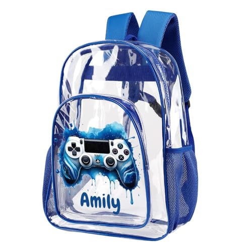 Personalized Clear Backpack Game School Backpack for Boys with Name PVC Backpack Suitable Back to School Gifts2