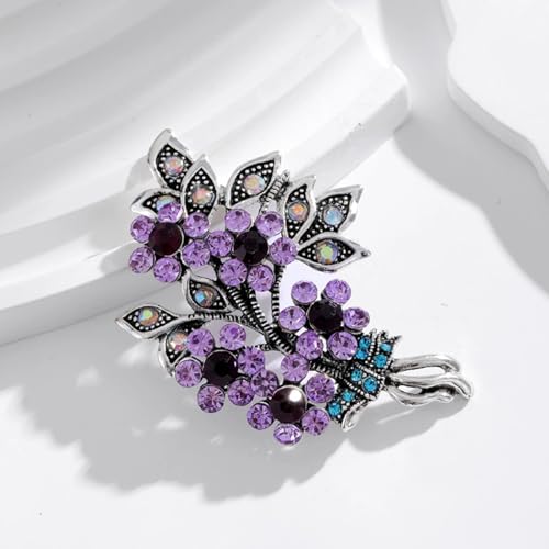 Image of Rhinestone Flower Brooches for Women Enamel Floral Brooch Lapel Pins for Mom Wife Elegant Dress Accessories Mother's Day Jewelry Gifts
