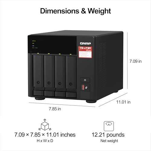 Image of QNAP TS-473A 4-Bay AMD Ryzen Quad-Core 2.5GbE NAS with QSW-1105-5T 5-Port 2.5GbE Unmanaged Switch (Black, Floor Mount, Metal, Desktop, Compatible)