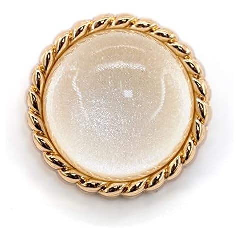 Craftisum 20 pcs Clear Glass Dome White Shimmer Layer Sewing Metal Shank Coat Buttons -25mm -1" Cover