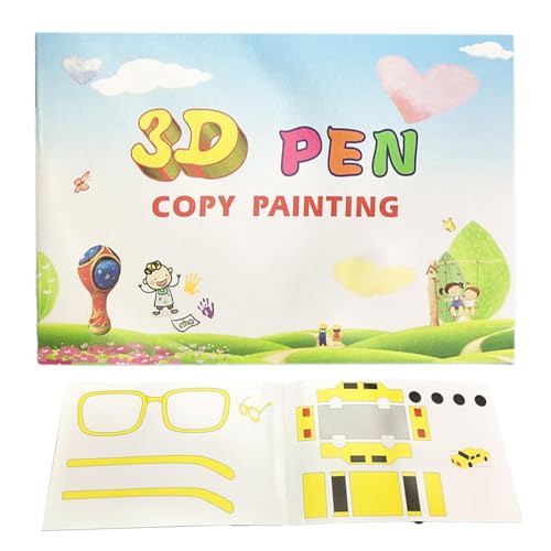 Libro de dibujo de lápiz de impresión 3D, libro de dibujo para la pluma 3D | Plantillas de papel impresión en la pluma en 3D - Plantilla reutilizable de 40 patrones con 2 placas transparentes,