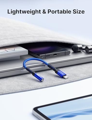 Image of JSAUX 2-Pack USB Type C to 3.5mm Female Headphone Jack Adapter, USB C to Aux Audio Dongle Cable Cord Compatible with iPhone 15 Pro Max /15 Pro /15 Plus /15, Samsung Galaxy S23 /S22, iPad Pro, Pixel -Blue