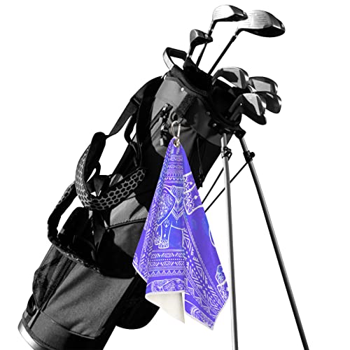 Pardick Golf Towel For Men Women Purple Bohemian Elephant, Golf Towels For Golf Bags With Clip Accessories, Microfiber Fabric Clean Golf Balls, Great Funny Gifts For Golf Club Fan 24 X 15In #TOP1