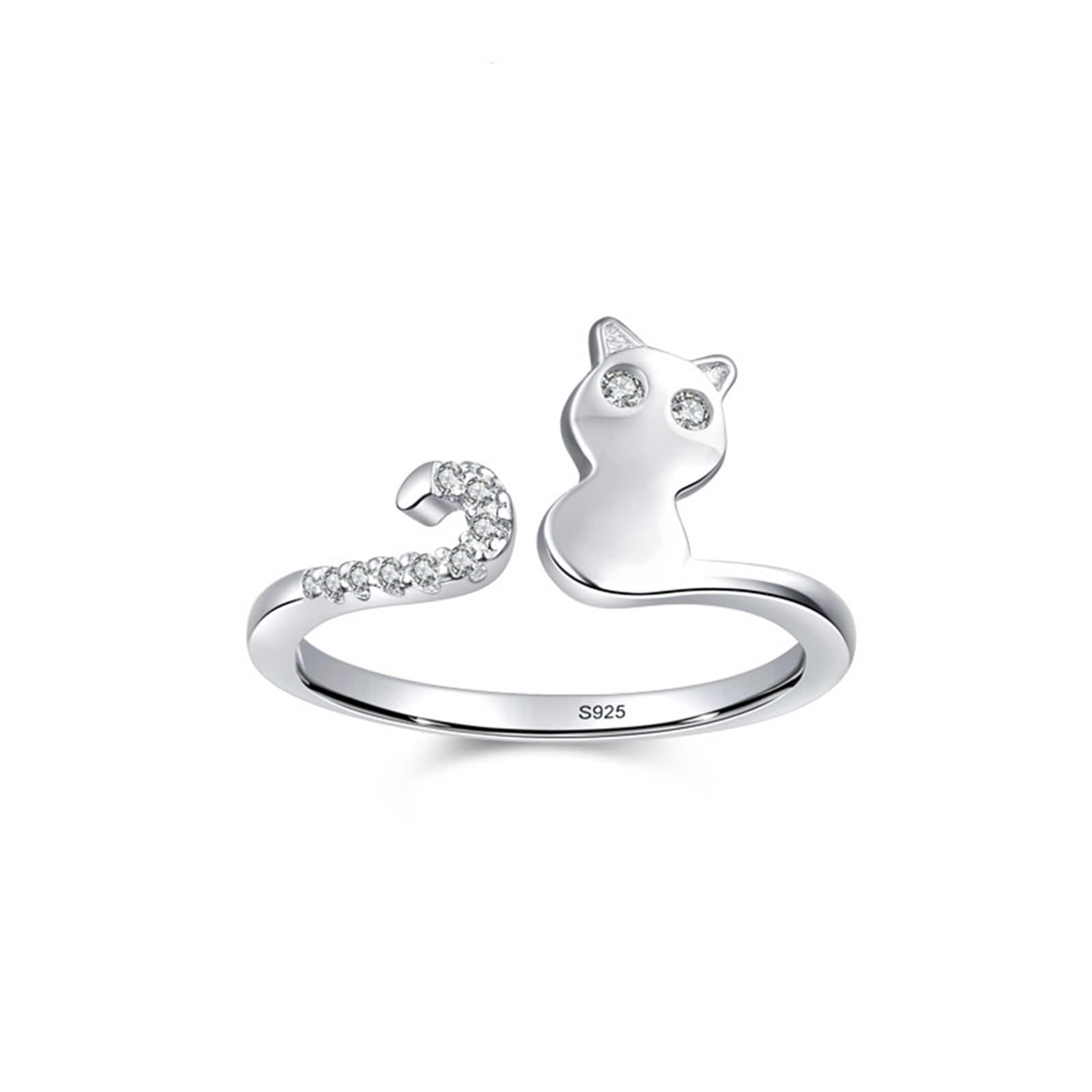 Bague Argent 925 ajustable pour doigt sensible avec zircone rond