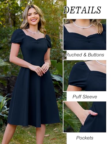 Wedtrend Women's 1950s Dresses With Sleeve 40s Tea Party Dresses Cocktail Dress Swing Vintage Dress3